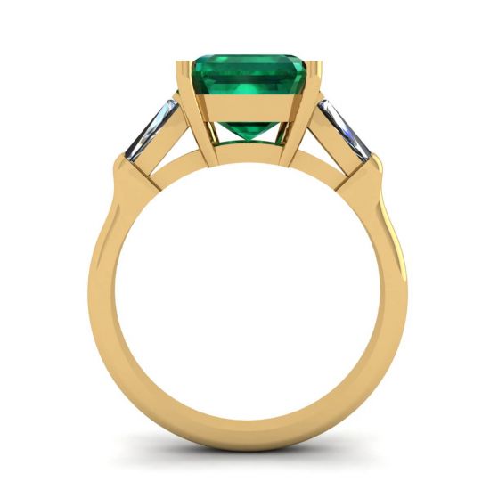 3 carat Emerald Ring with Side Diamonds Baguette Yellow Gold, More Image 0