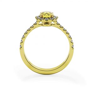 2 carat Oval Yellow Diamond Ring with Halo Yellow Gold - Photo 1
