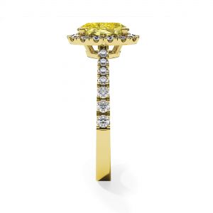 2 carat Oval Yellow Diamond Ring with Halo Yellow Gold - Photo 3