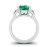 Oval Emerald with Half-Moon Side Diamonds Ring, Image 2