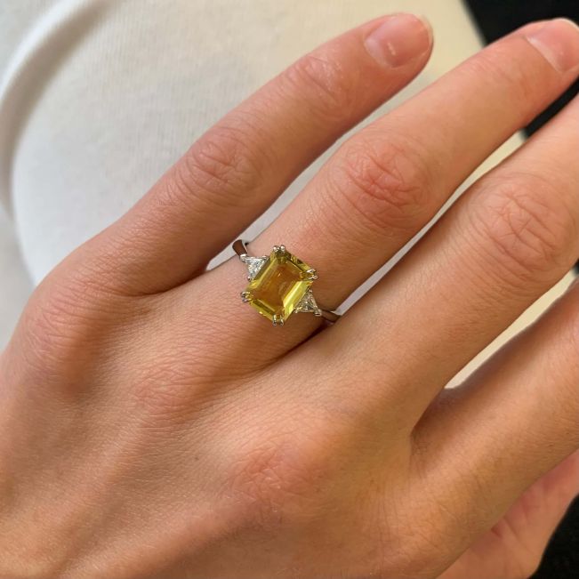 Emerald Cut Yellow Sapphire Ring Rose Gold - Photo 5