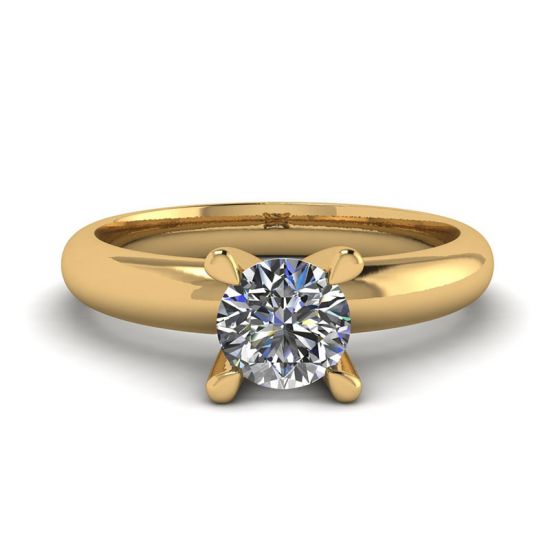 Solitaire Diamond Ring V-shape Yellow Gold, Enlarge image 1