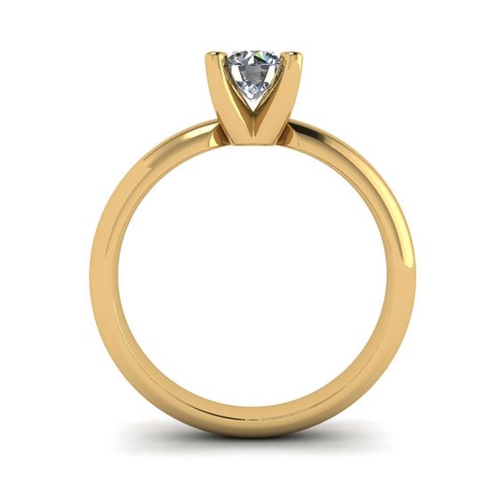 Solitaire Diamond Ring V-shape Yellow Gold,  Enlarge image 2