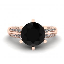 6-Prong Black Diamond with Duo-color Pave Ring Rose Gold 6-Prong Black Diamond with Duo-color Pave Ring Rose Gold