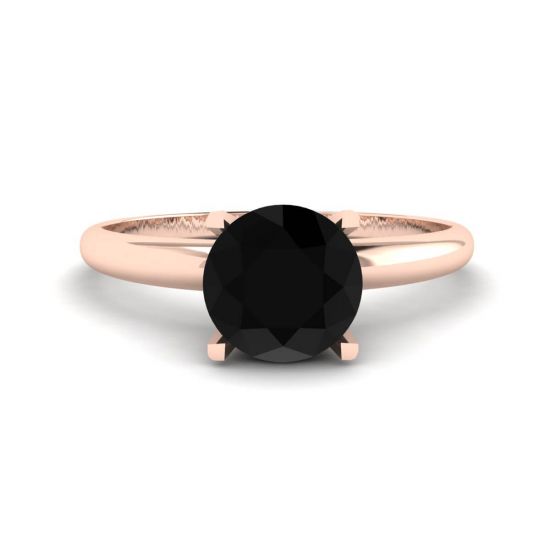 Black Diamond V Setting Ring  Rose Gold, Enlarge image 1