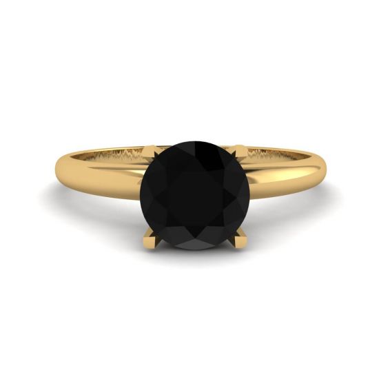 Black Diamond V Setting Ring Yellow Gold, Enlarge image 1
