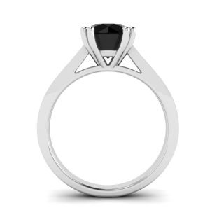 Round Black Diamond with Black Pave 18 White Gold Ring  - Photo 1