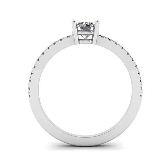 White Diamond Side Pave Ring 18K White Gold,  Enlarge image 2