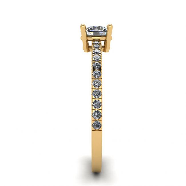 White Diamond Side Pave Ring 18K Yellow Gold - Photo 2