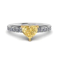 Heart Yellow Diamond 0.5 ct with Side Pave Ring