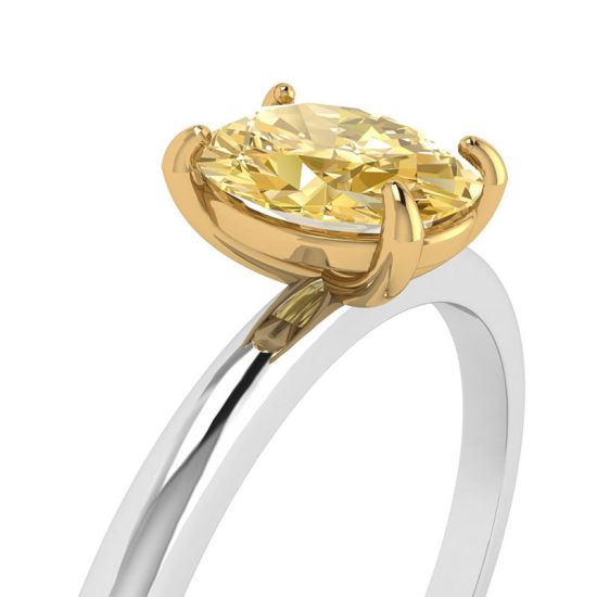 Oval Yellow Diamond Solitaire Ring,  Enlarge image 2