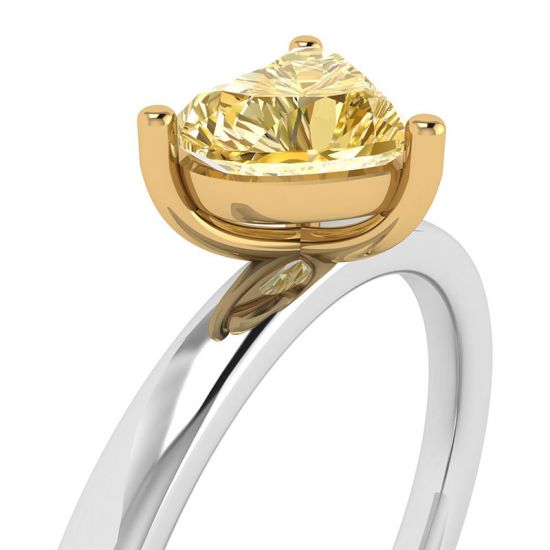 Heart Yellow Diamond Solitaire Ring,  Enlarge image 2