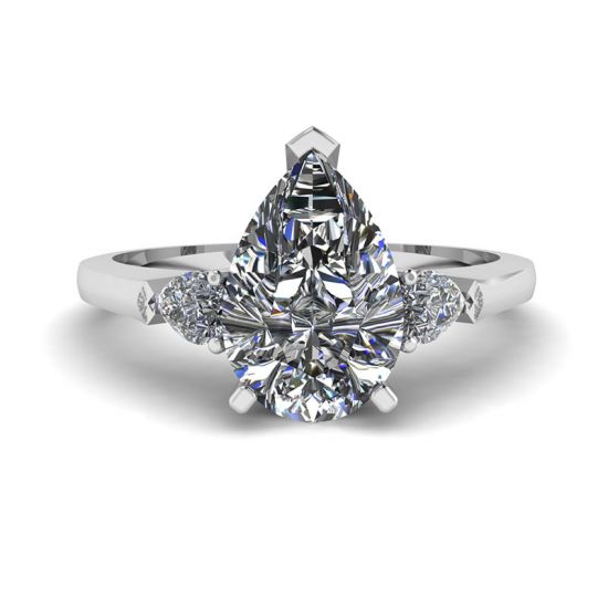 Three-Stone Pear Diamond Ring, Image 1
