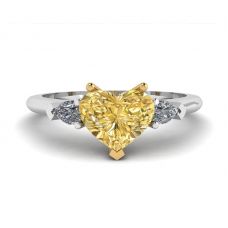 Heart Yellow Diamond with White Pears Diamond Ring