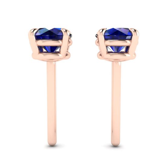 Classic Blue Sapphire Stud Earrings Rose Gold, More Image 0