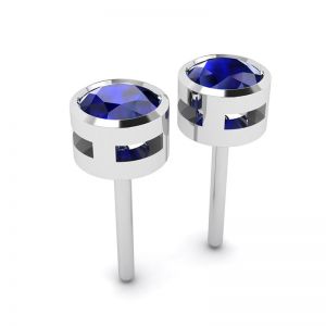 Sapphire Stud Earrings in White Gold - Photo 2