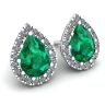 Pear-Shaped Emerald with Diamond Halo Earrings, Image 2