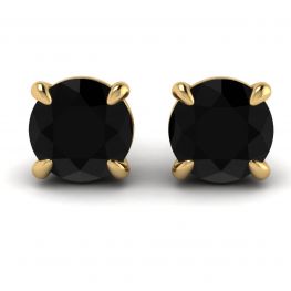 5 mm black diamond stud earrings Yellow Gold 