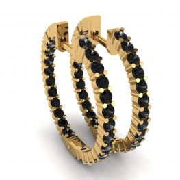 Black Diamond Hoop Earrings Yellow Gold Black Diamond Hoop Earrings Yellow Gold