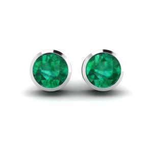 Emerald Stud Earrings in White Gold