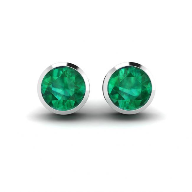 Emerald Stud Earrings in White Gold