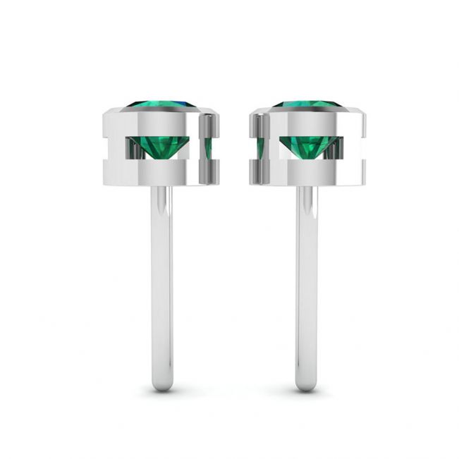 Emerald Stud Earrings in White Gold - Photo 1