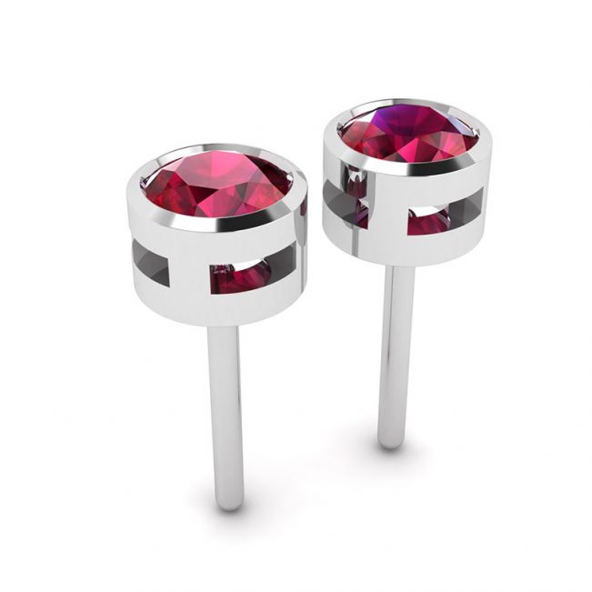 Ruby Stud Earrings in White Gold - Photo 2