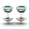 2 carat Emerald with Diamond Halo Stud Earrings White Gold, Image 2