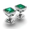 2 carat Emerald with Diamond Halo Stud Earrings White Gold, Image 3