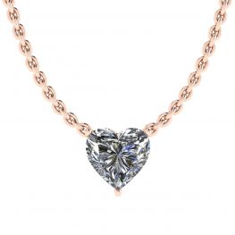 Heart Diamond Solitaire Necklace on Chain Rose Gold