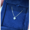 Rhombus Princess Cut Diamond Solitaire Necklace White Gold, Image 3