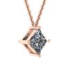 Rhombus Princess Cut Diamond Solitaire Necklace Rose Gold, Image 2