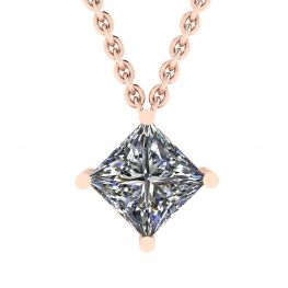 Rhombus Princess Cut Diamond Solitaire Necklace Rose Gold Rhombus Princess Cut Diamond Solitaire Necklace Rose Gold