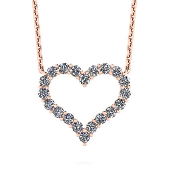 Diamond Heart Necklace in 18K Rose Gold