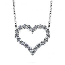 Diamond Heart Necklace in 18K White Gold