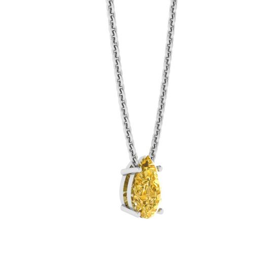 Pear Shaped Fancy Yellow Diamond Chain Necklace White Gold, More Image 0