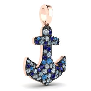 Anchor Sapphire Pendant in 18K Rose Gold - Photo 1