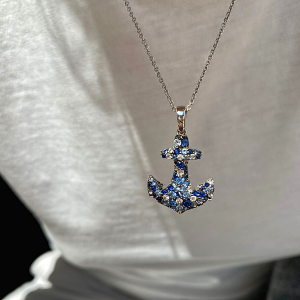 Anchor Sapphire Pendant in 18K Rose Gold - Photo 6