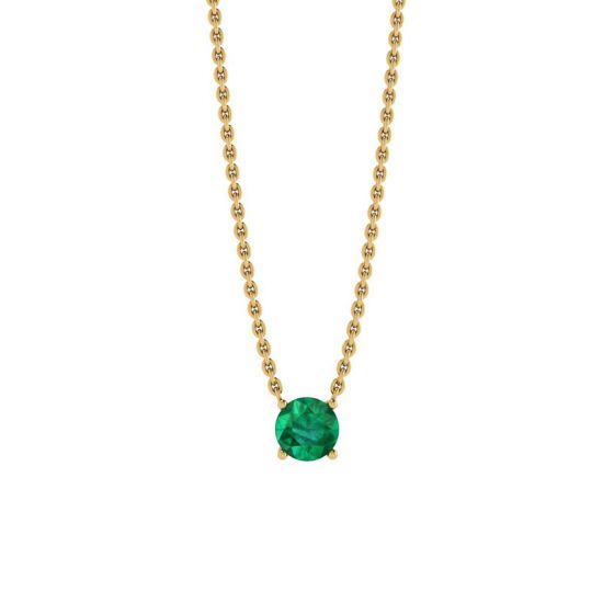 1/2 carat Round Emerald on Yellow Gold Chain