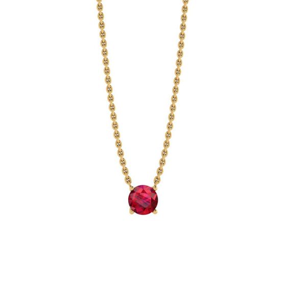 1/2 carat Round Ruby on Yellow Gold Chain, Image 1