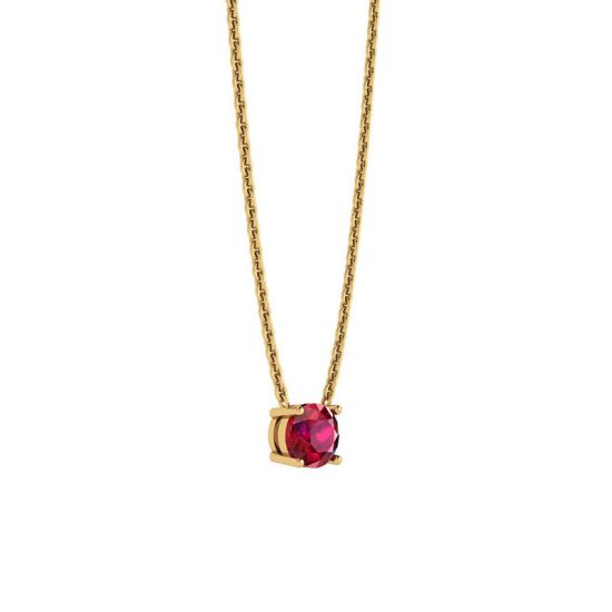 1/2 carat Round Ruby on Yellow Gold Chain, More Image 0