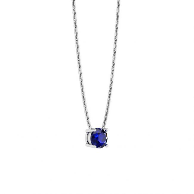 1/2 carat Round Sapphire on White Gold Chain - Photo 1