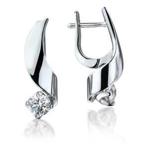 Small Earrings with 4.5 mm Diamond - Ruban Collection - Photo 1