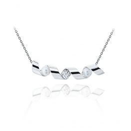 Smile Necklace with 0.33 ct Diamond and Sea Pearls - Ruban Collection Smile Necklace with 0.33 ct Diamond and Sea Pearls - Ruban Collection