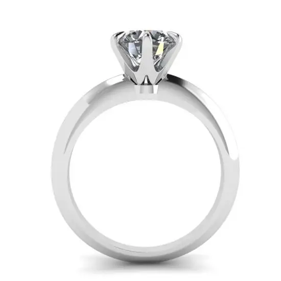 Round diamond 6 prong engagement ring in white gold Style 1000