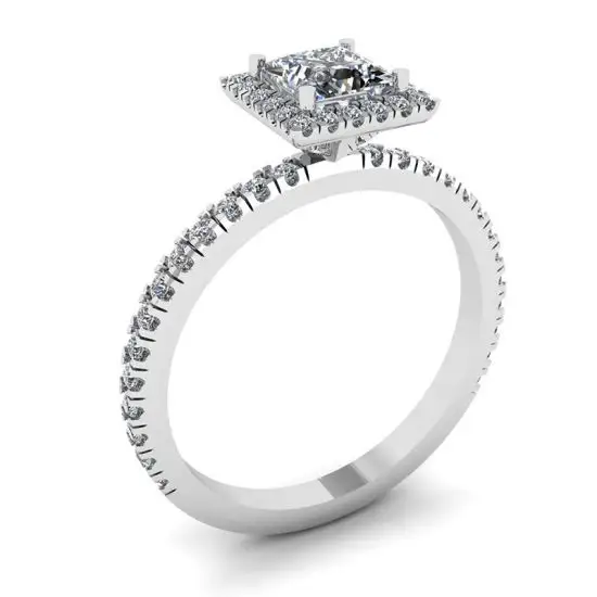 Princess cut diamond in a floating halo style hotsell