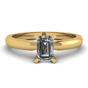 Rectangular Diamond Ring in White Yellow Gold Style 3820 Y