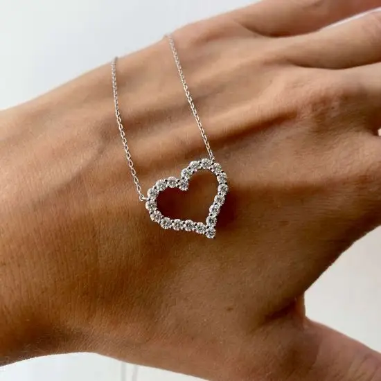 White diamond clearance heart necklace