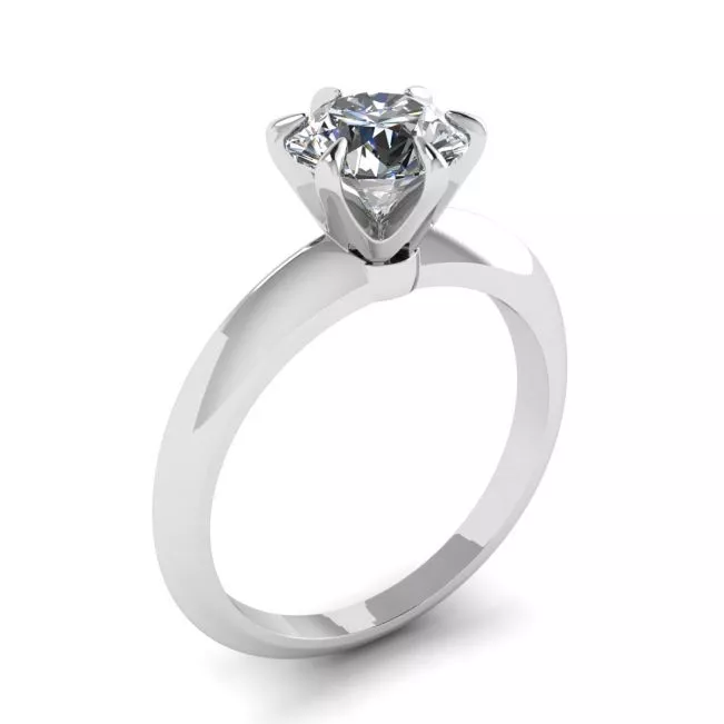 Round diamond 6-prong engagement ring in white gold - Photo 3