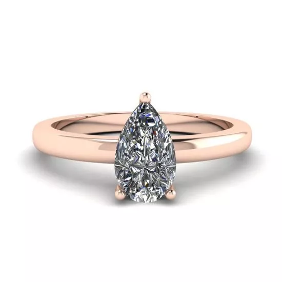 Classic Pear Diamond Solitaire Ring Rose Gold, Enlarge image 1